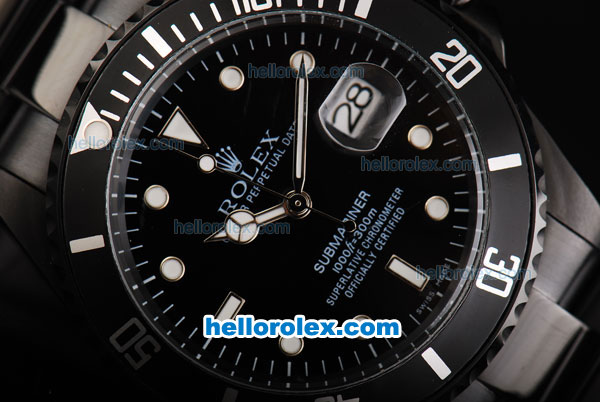Rolex Submariner Automatic Movement PVD Case and Strap with Black Dial - Click Image to Close